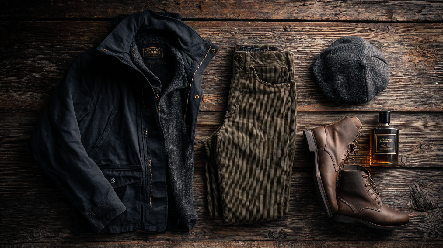 Anorak und Cordhose Stillleben